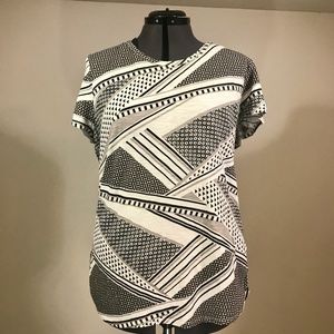 Chico's Women's Short Sleeve Gray & White T-Shirt